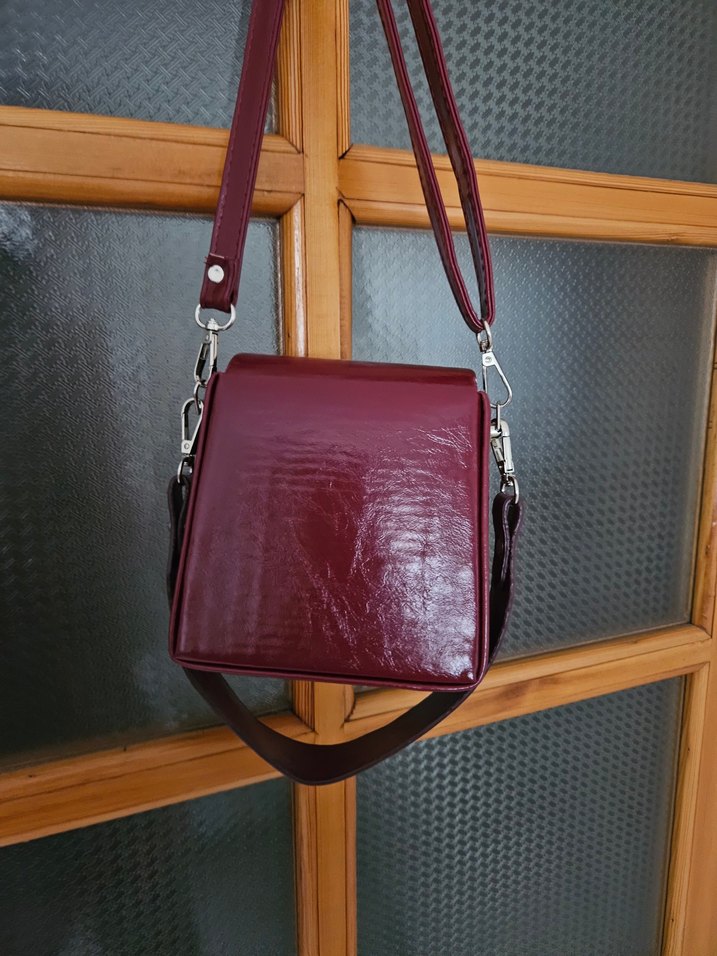 Bordo Deri Kadın Çanta - Görsel 4