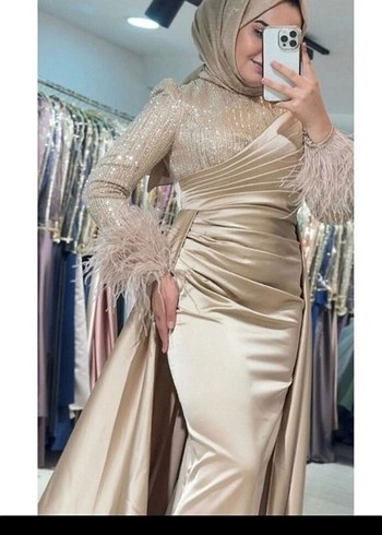 Tesettür abiye bej - Görsel 2