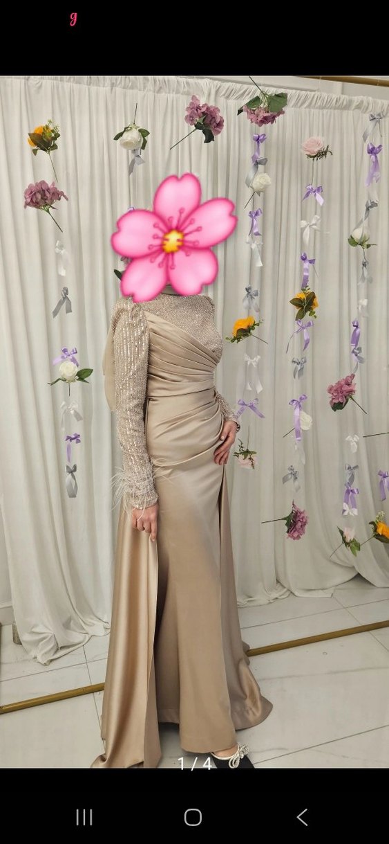 Tesettür abiye bej - Görsel 4