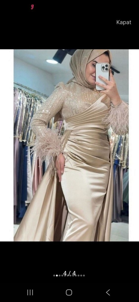 Tesettür abiye bej - Görsel 2