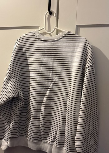 Mavi Çizgili Kadın Uzun Kollu Sweatshirt - Görsel 5