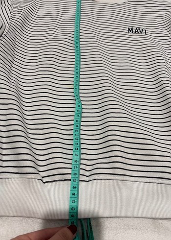 Mavi Çizgili Kadın Uzun Kollu Sweatshirt - Görsel 6