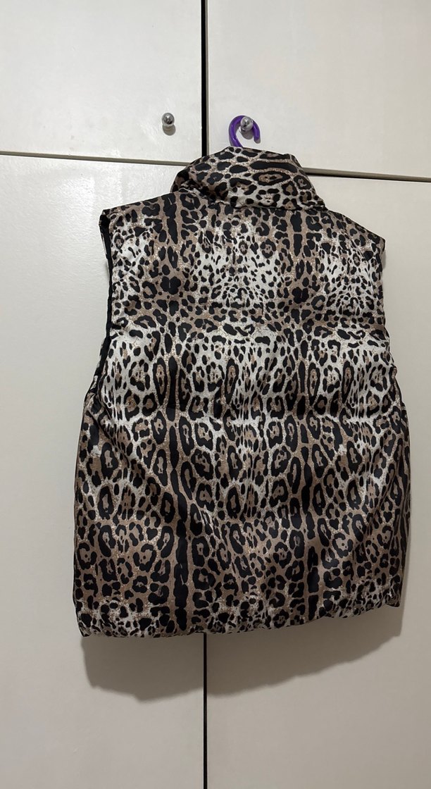 Leopar Desenli çift taraflı kullanılabilen kadın yelek - Görsel 5