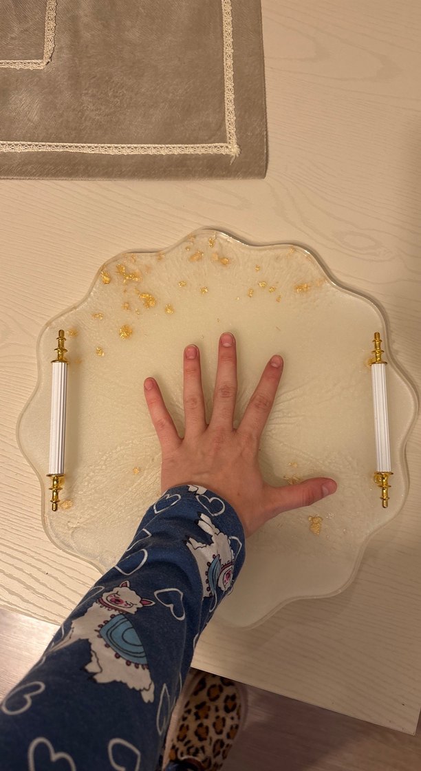 Beyaz Parlak Bohem Tepsi - Görsel 2