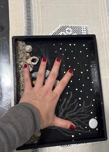 Taş ve Kabuk Detaylı Siyah Dekoratif Tablo - Görsel 2