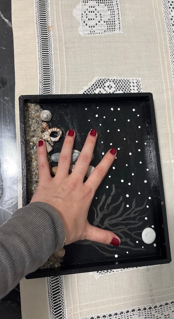 Taş ve Kabuk Detaylı Siyah Dekoratif Tablo - Görsel 2