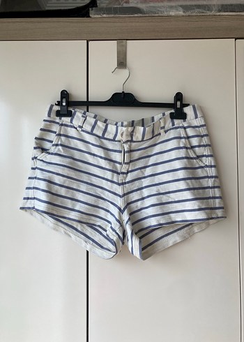 Çizgili Pamuklu Mini Şort