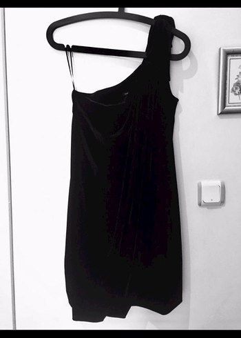 Siyah Süet Straplez Mini Elbise - Görsel 2