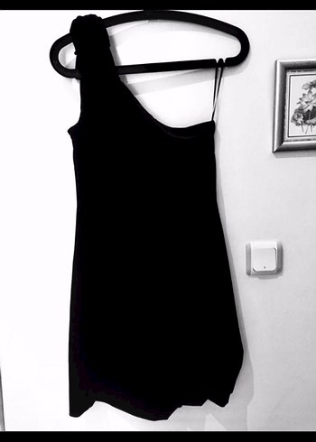 Siyah Süet Straplez Mini Elbise - Görsel 3