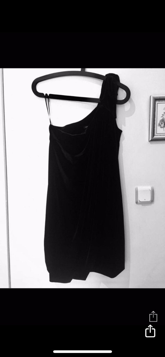 Siyah Süet Straplez Mini Elbise - Görsel 2