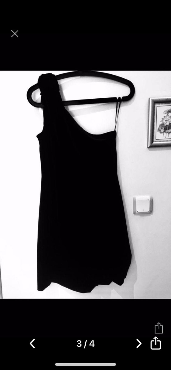 Siyah Süet Straplez Mini Elbise - Görsel 3