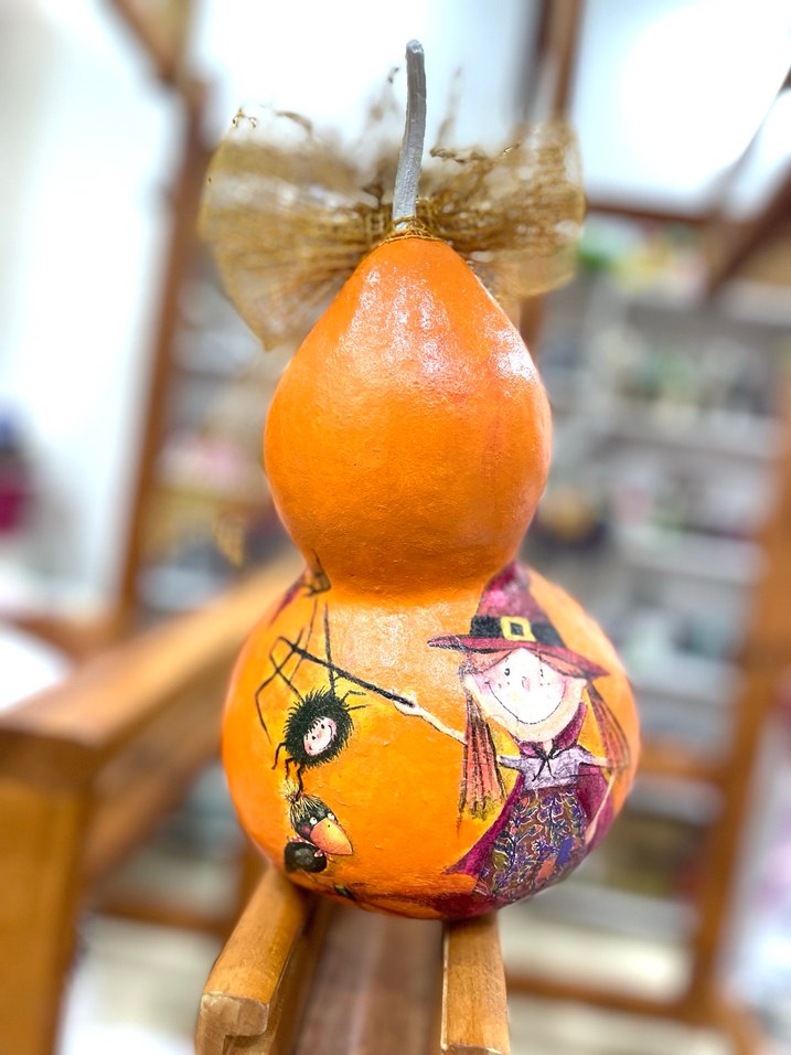 Turuncu Cadı Desenli Dekoratif Kabak - Görsel 2