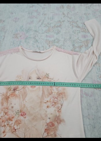 Kızlar için uzun kollu dantel detaylı tişört - Görsel 4