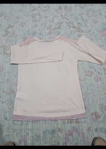 Kızlar için uzun kollu dantel detaylı tişört - Görsel 6