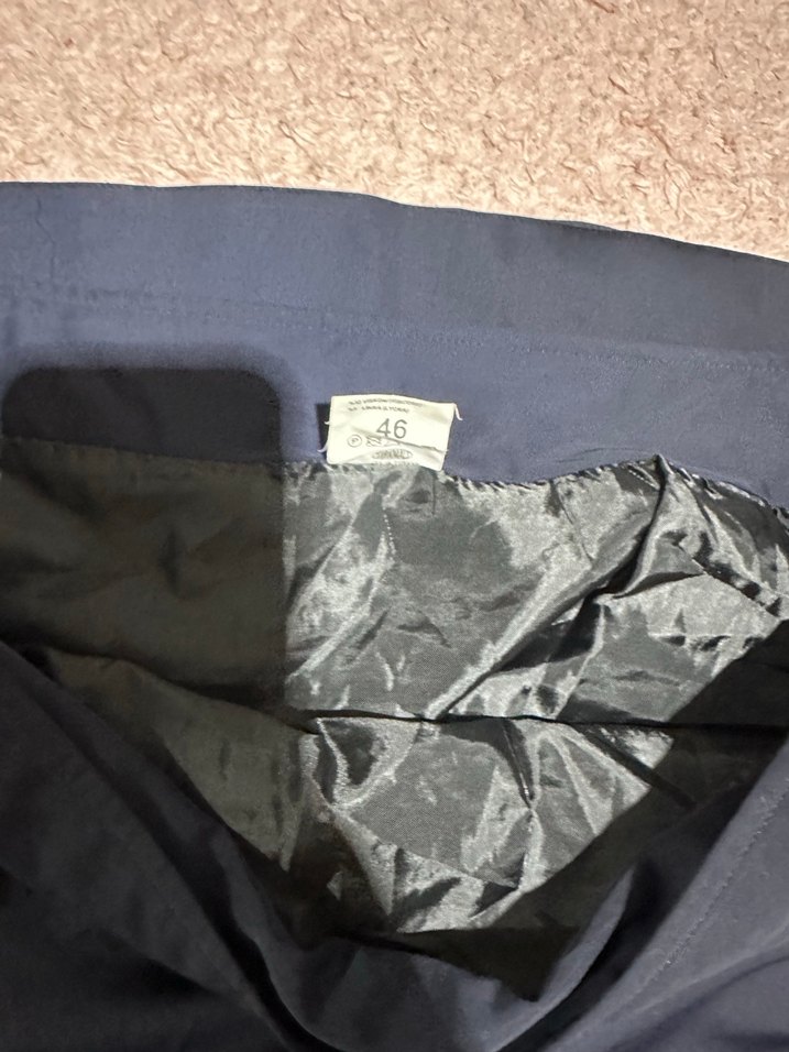 Lacivert Uzun Kadın Etek, Kemer Detaylı - Görsel 3