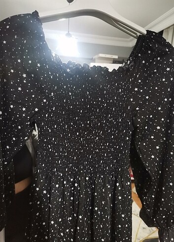 xl Beden Diz altı yazlık elbise yıldız desenli