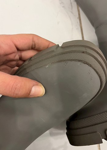 42 Beden gri Renk Haki Blok Topuklu Kadın Botları