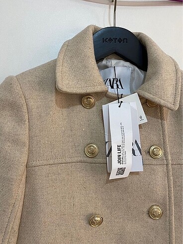 xs Beden camel Renk Zara yün kaban yeni etiketli