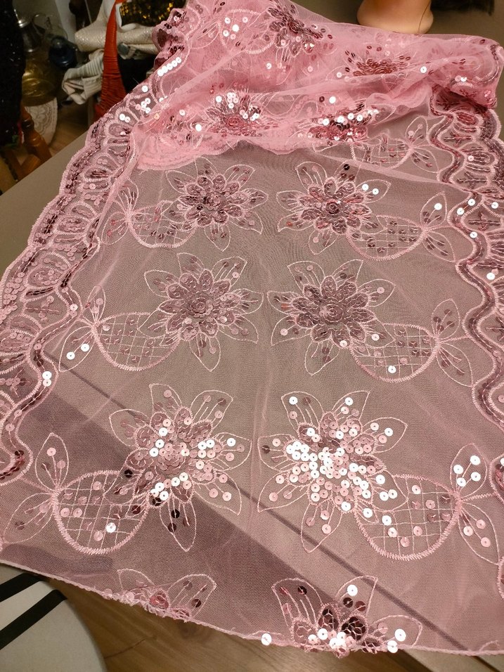 Pembe pullu İşlemeli Bohem Kadın Şal 2 adet - Görsel 3