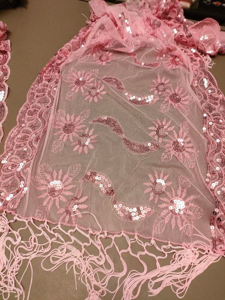 Pembe pullu İşlemeli Bohem Kadın Şal 2 adet - Görsel 4