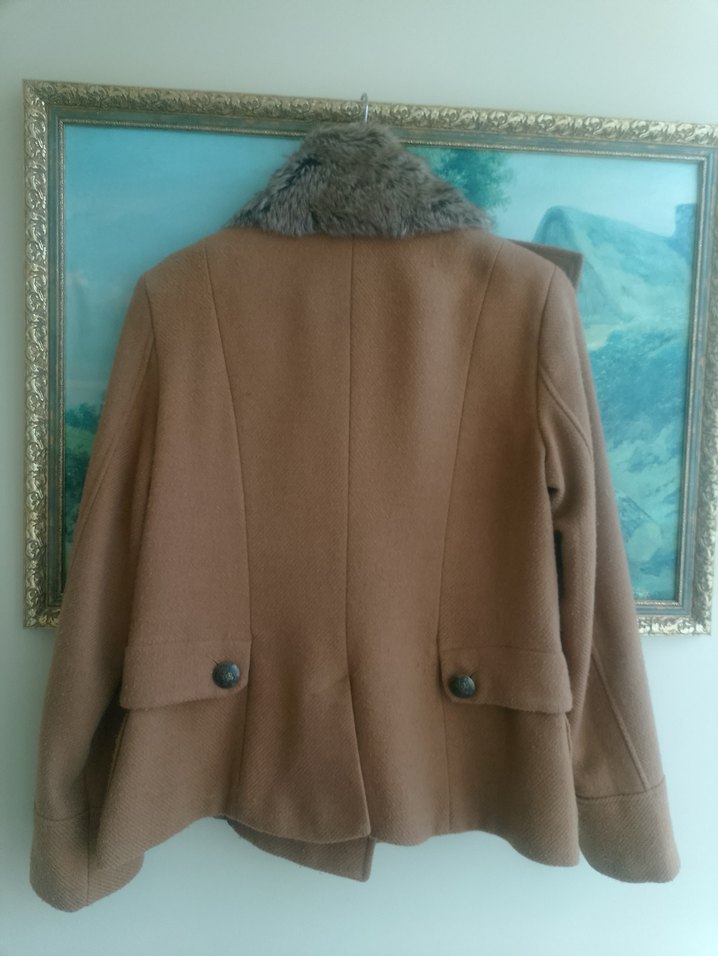 kürk yakalı kıslık ceket - Görsel 3