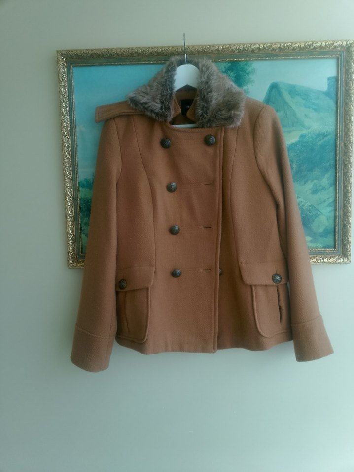 kürk yakalı kıslık ceket - Görsel 2