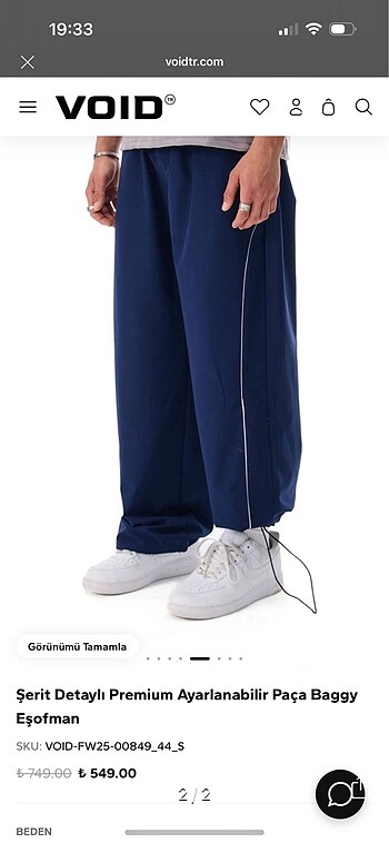 Void baggy paraşüt eşofman
