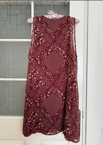 Mango Bordo V Yaka Bohem Elbise - Görsel 3