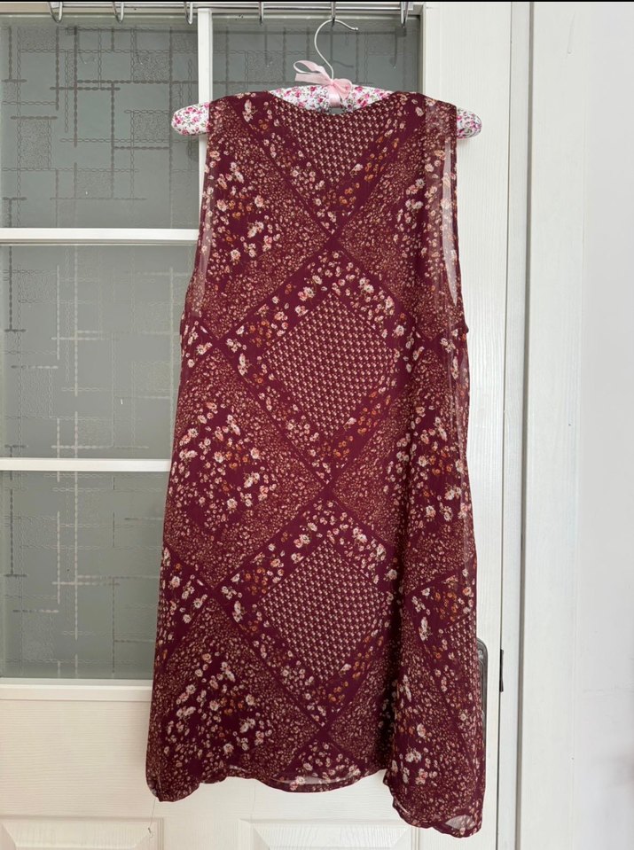 Mango Bordo V Yaka Bohem Elbise - Görsel 3