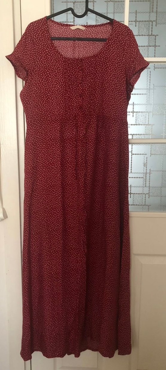 Bordo Uzun Kadın Elbise - Görsel 2