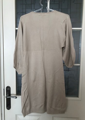 Mango bej V Yaka Midi Triko Elbise - Görsel 2