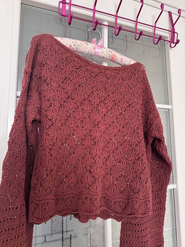 Zara Bordo Örgü Kadın Bohem Kazak - Görsel 2