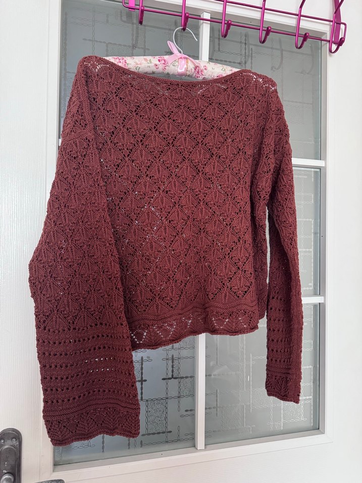 Zara Bordo Örgü Kadın Bohem Kazak - Görsel 3