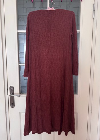 Mango Bordo V Yaka Uzun Örgü Kadın Elbise - Görsel 2