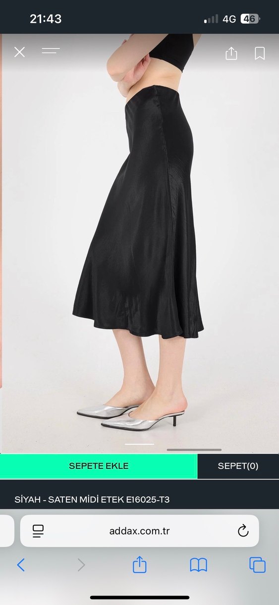 Siyah Parlak Midi Kadın Etek - Görsel 3