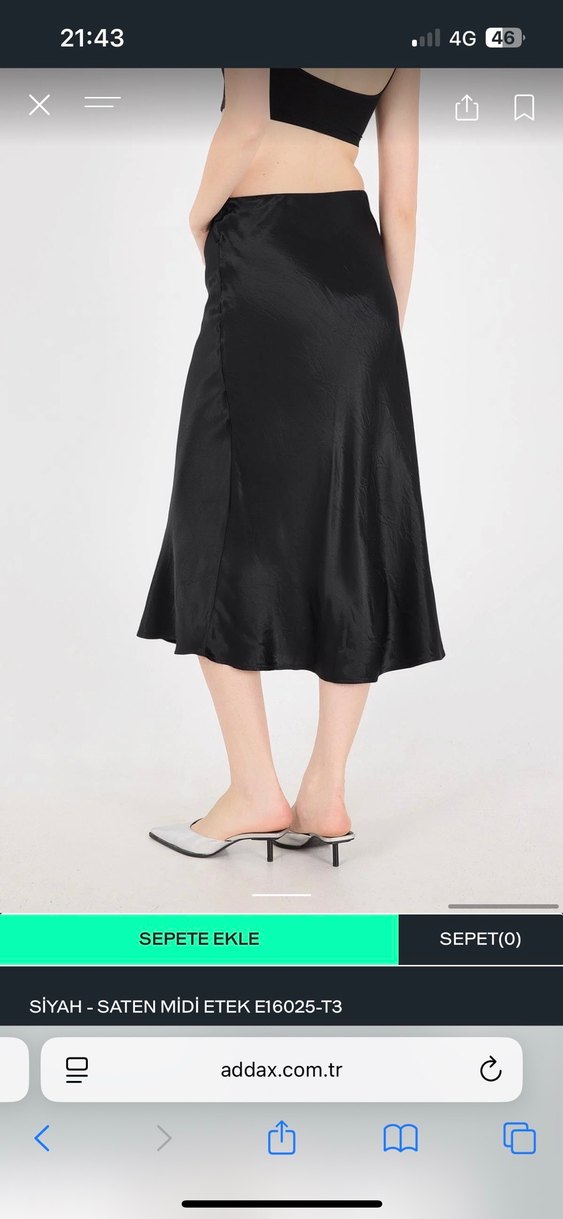 Siyah Parlak Midi Kadın Etek - Görsel 2