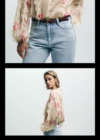 Gri Batik Desenli Midi Kot Pantolon - Görsel 8