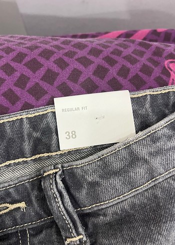 Gri Batik Desenli Midi Kot Pantolon - Görsel 6