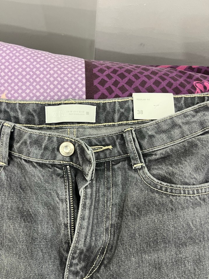 Gri Batik Desenli Midi Kot Pantolon - Görsel 3