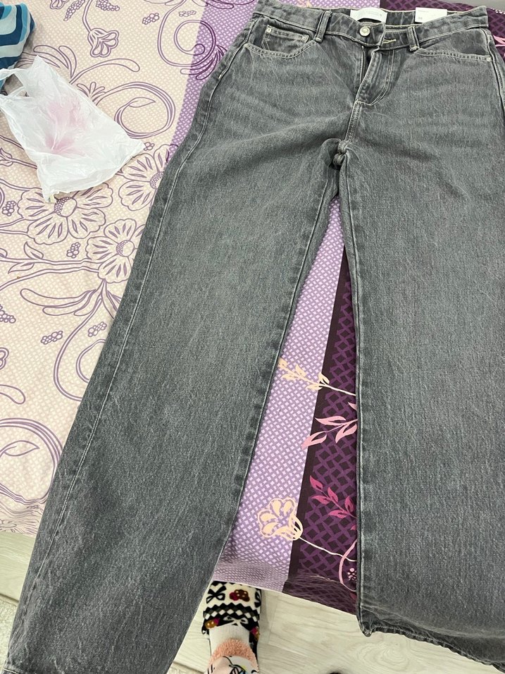 Gri Batik Desenli Midi Kot Pantolon - Görsel 2