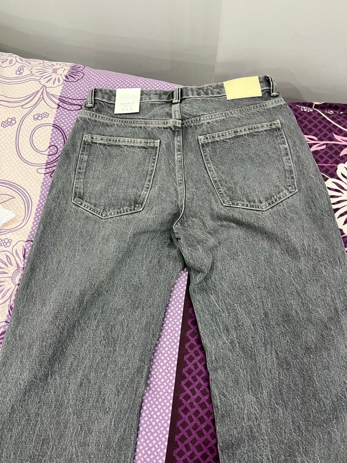 Gri Batik Desenli Midi Kot Pantolon - Görsel 5