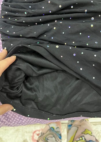 Işıltılı Uzun Kollu Siyah Abiye Elbise - Görsel 3