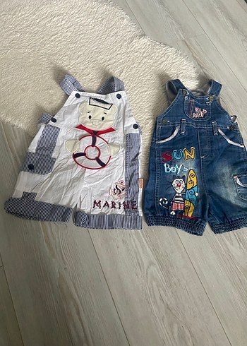 Mavi Nakışlı Erkek Çocuk Denim Salopet
