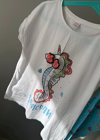 Kız Çocuk Renkli Baskılı Kısa Kollu Pijama Takımı - Görsel 5