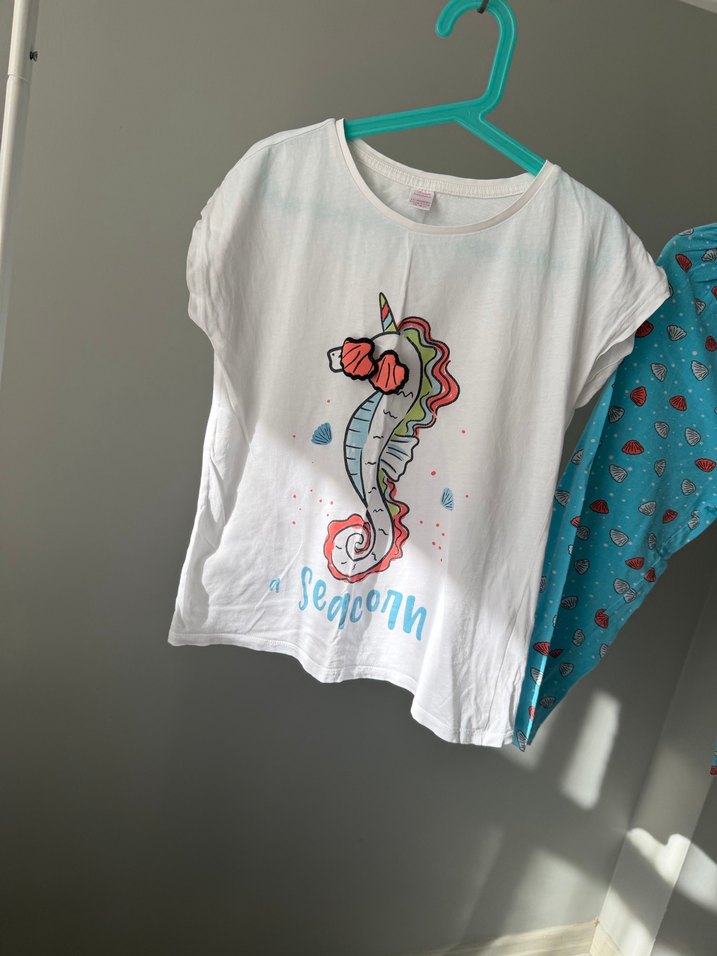 Kız Çocuk Renkli Baskılı Kısa Kollu Pijama Takımı - Görsel 2