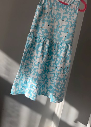 Kolsuz Mavi Renkli Kız Elbisesi - Görsel 2