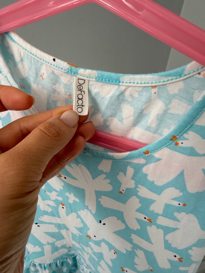 Kolsuz Mavi Renkli Kız Elbisesi - Görsel 4