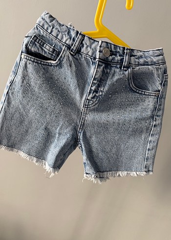 Kızlar İçin Gri Batik Desenli Denim Şort - Görsel 2