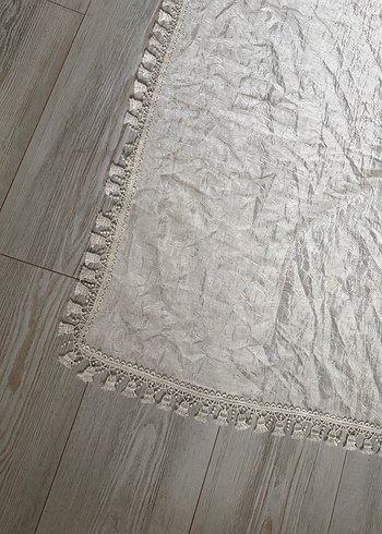 Nakışlı Bohem Gri Beyaz Masa Örtüsü - Görsel 2