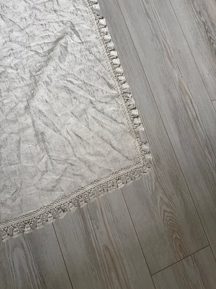 Nakışlı Bohem Gri Beyaz Masa Örtüsü - Görsel 3